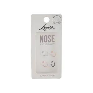 Mixed Metal Mini Nail Nose Ring 4 Pack
