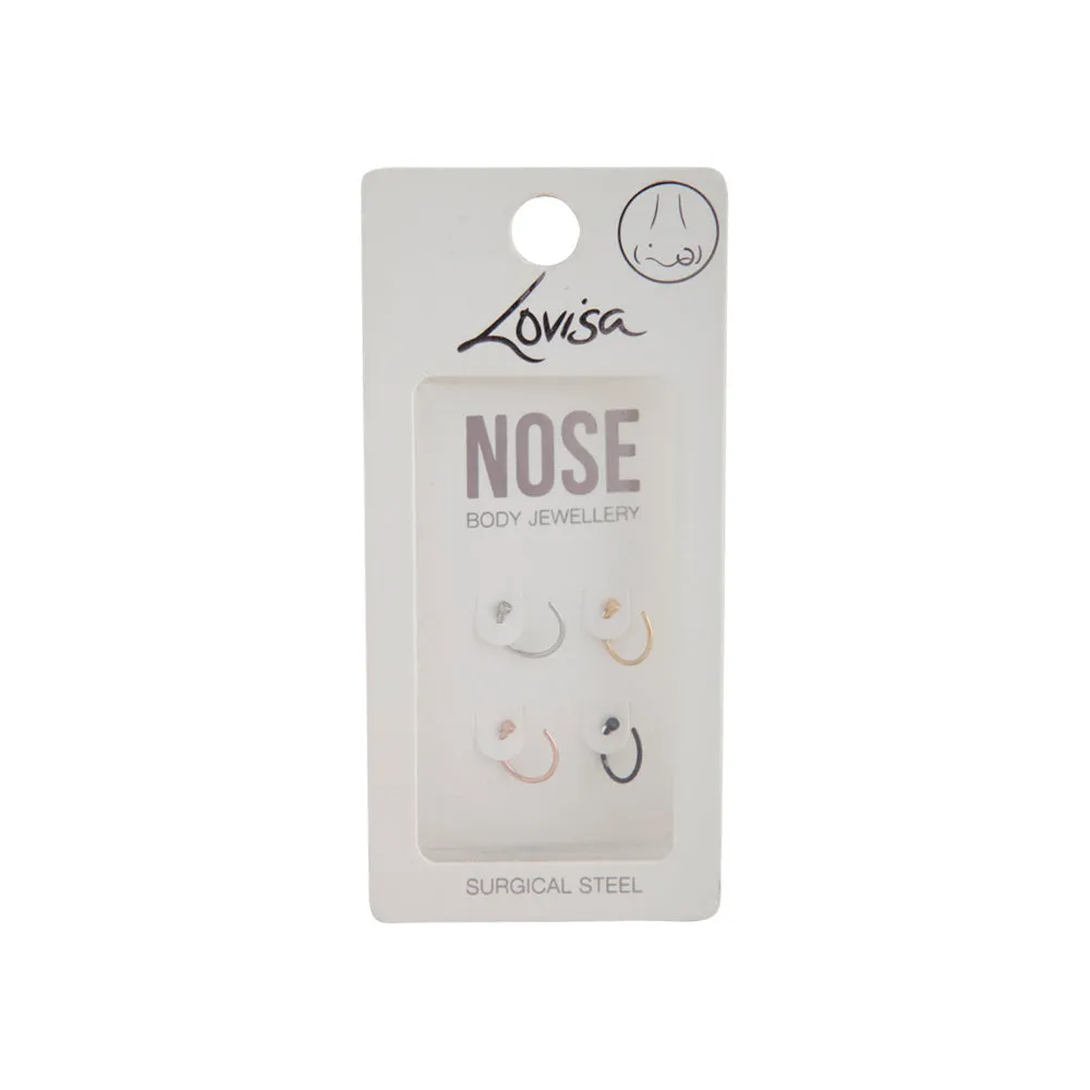 Mixed Metal Mini Nail Nose Ring 4 Pack