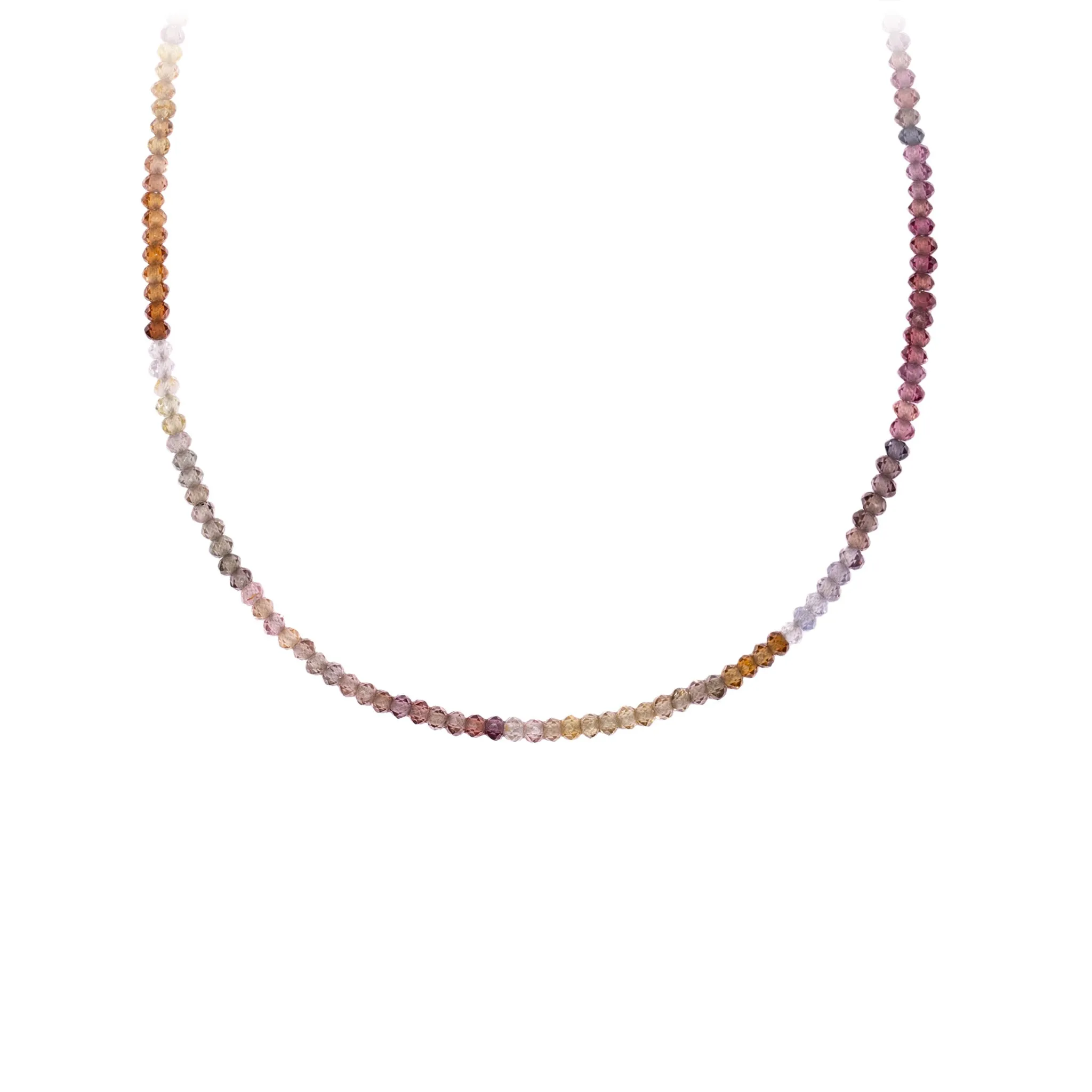 Multicolour Sapphire 14K Gold Faceted Stone Choker with Talisman Clip