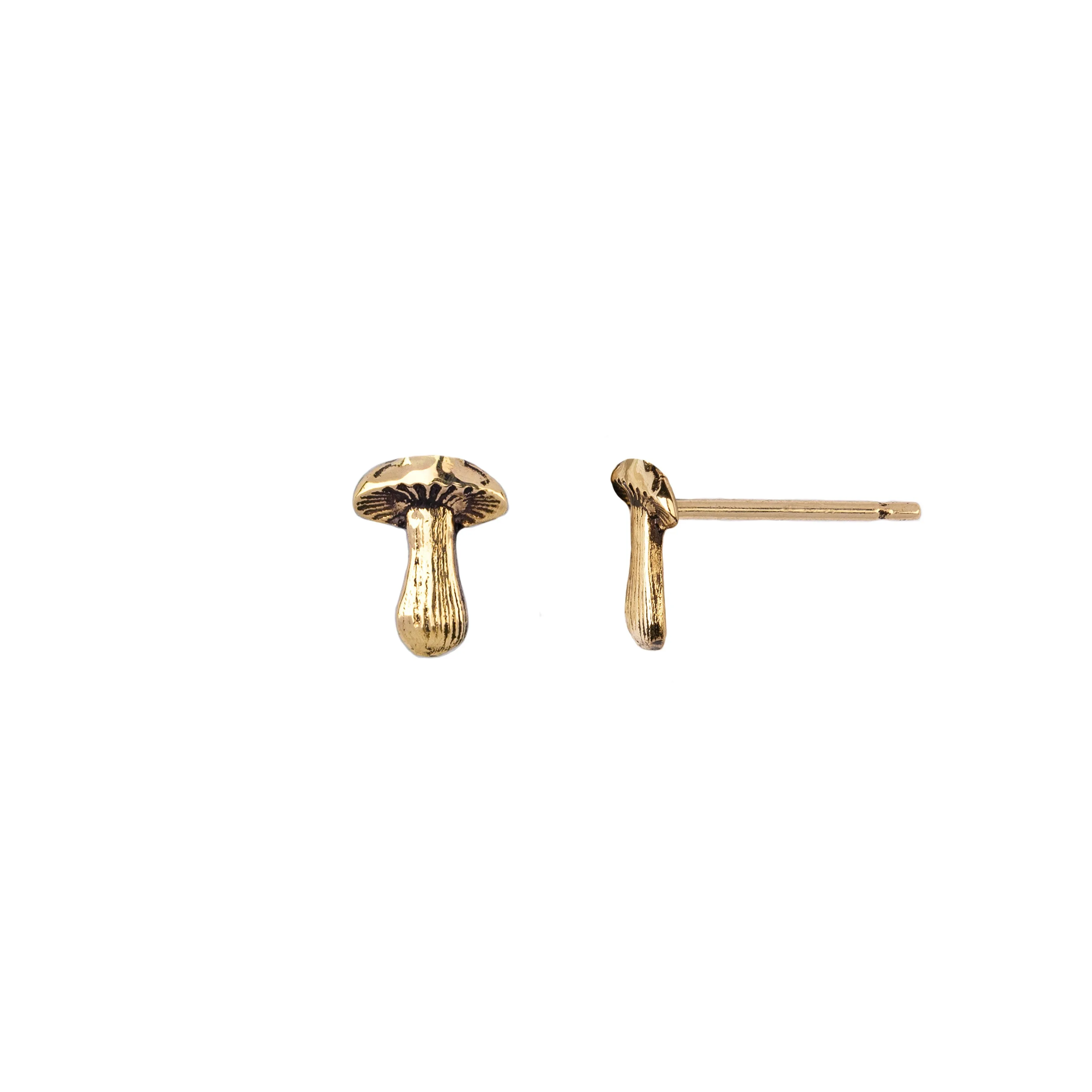 Mushroom 14K Gold Symbol Stud