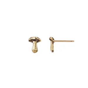 Mushroom 14K Gold Symbol Stud