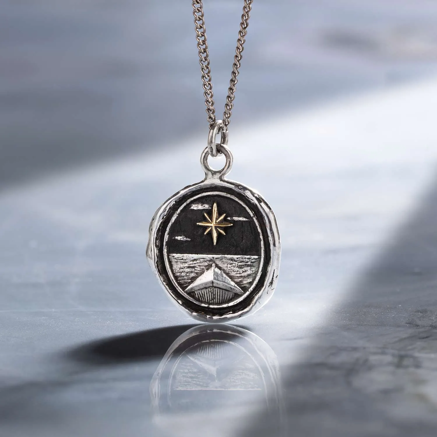 North Star 14K Gold on Silver Talisman
