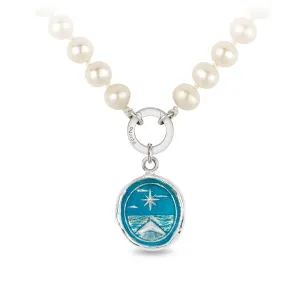 North Star Knotted Freshwater Pearl Necklace - Capri Blue