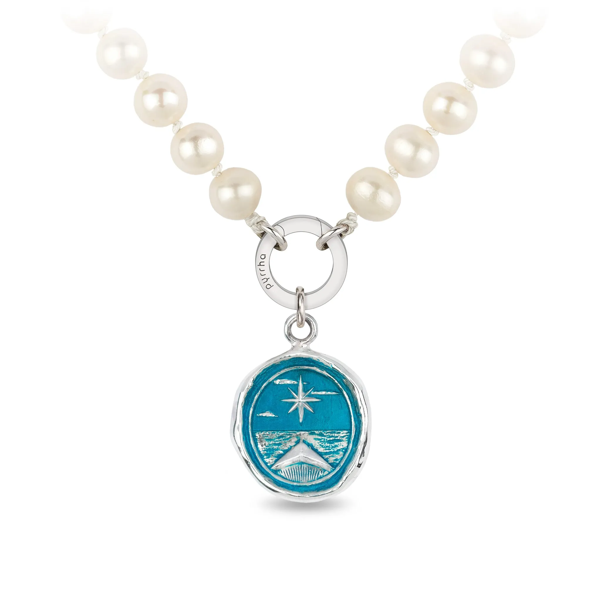 North Star Knotted Freshwater Pearl Necklace - Capri Blue
