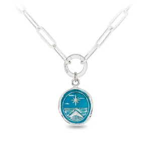 North Star Large Paperclip Chain Necklace - Capri Blue