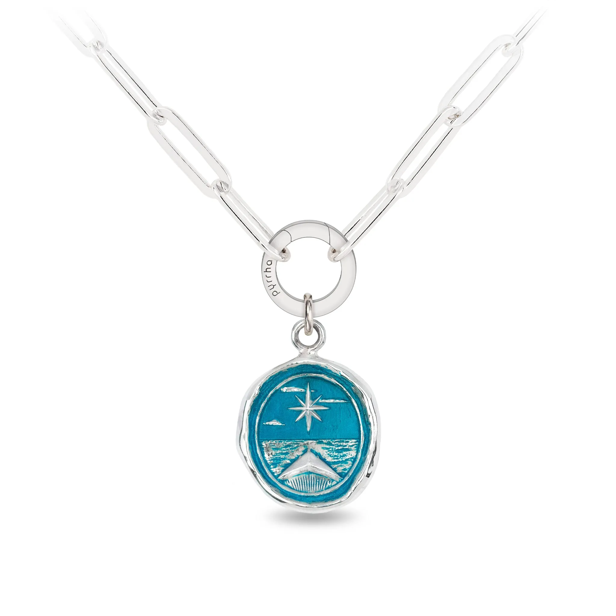North Star Large Paperclip Chain Necklace - Capri Blue