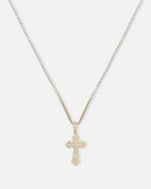 NXS Iced Sanctity Cross Pendant Iced Gold