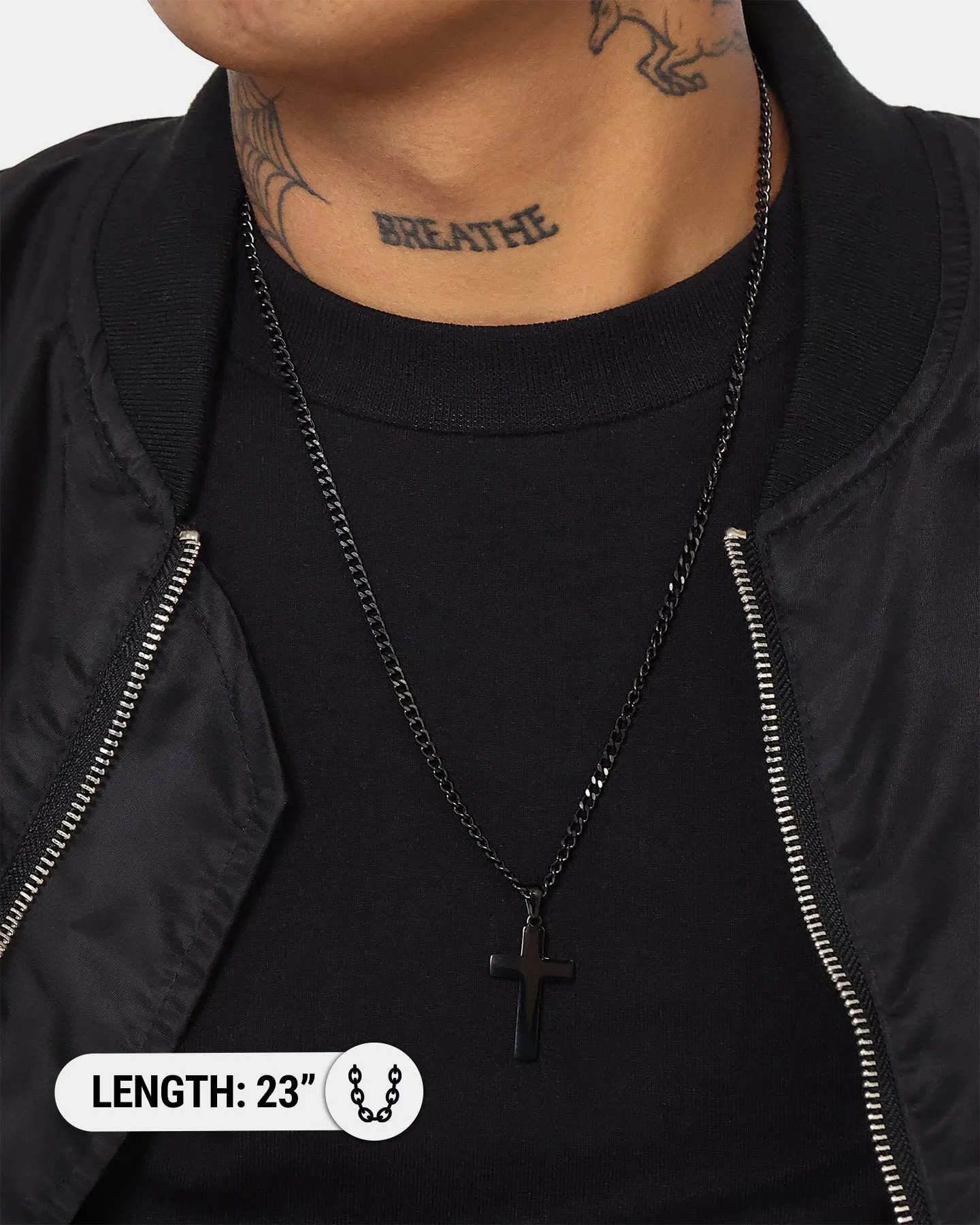NXS Solid Cross Chain Black