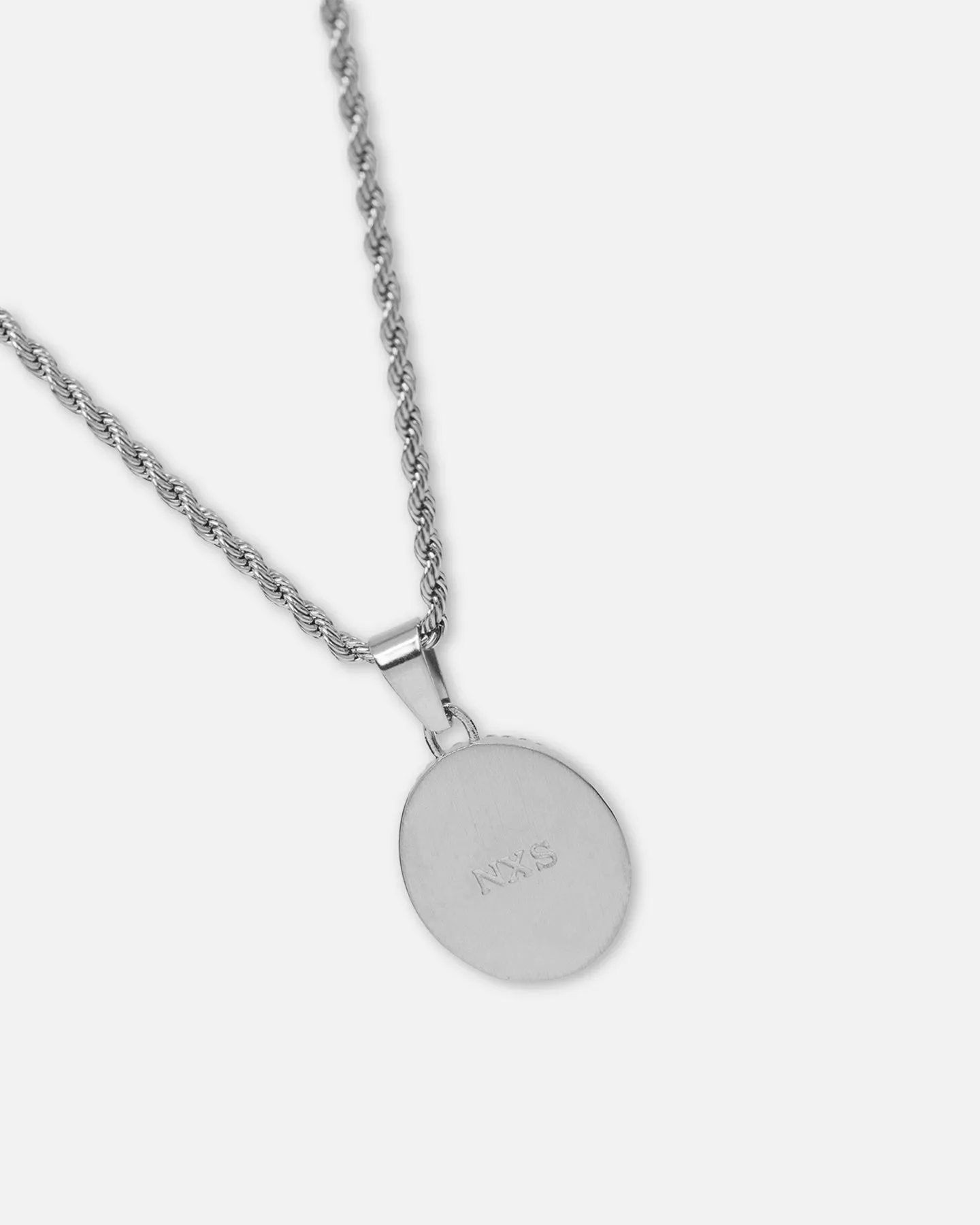 NXS Vintage Letter Necklace White Gold
