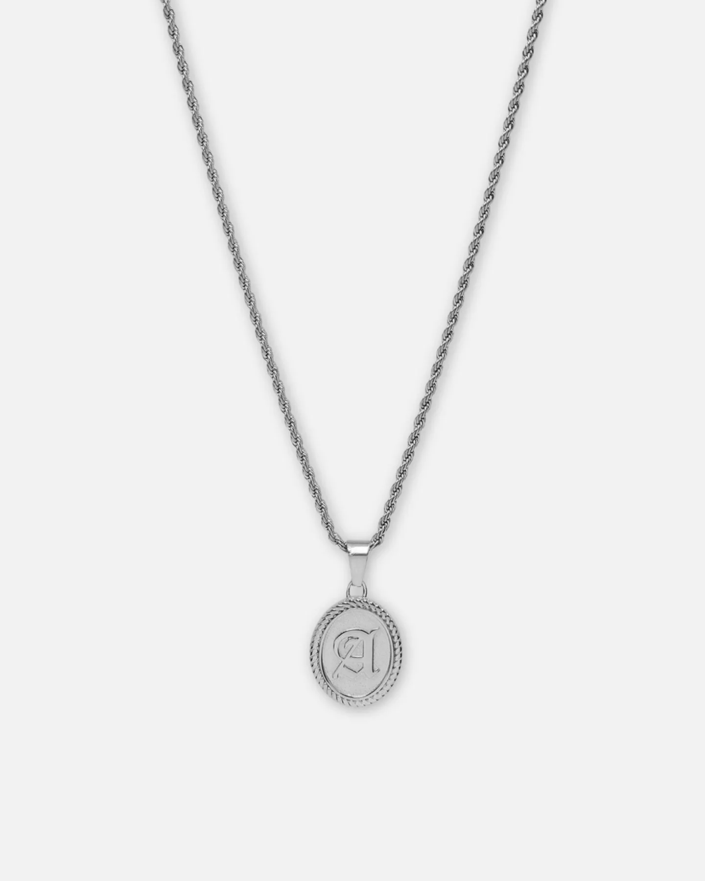 NXS Vintage Letter Necklace White Gold