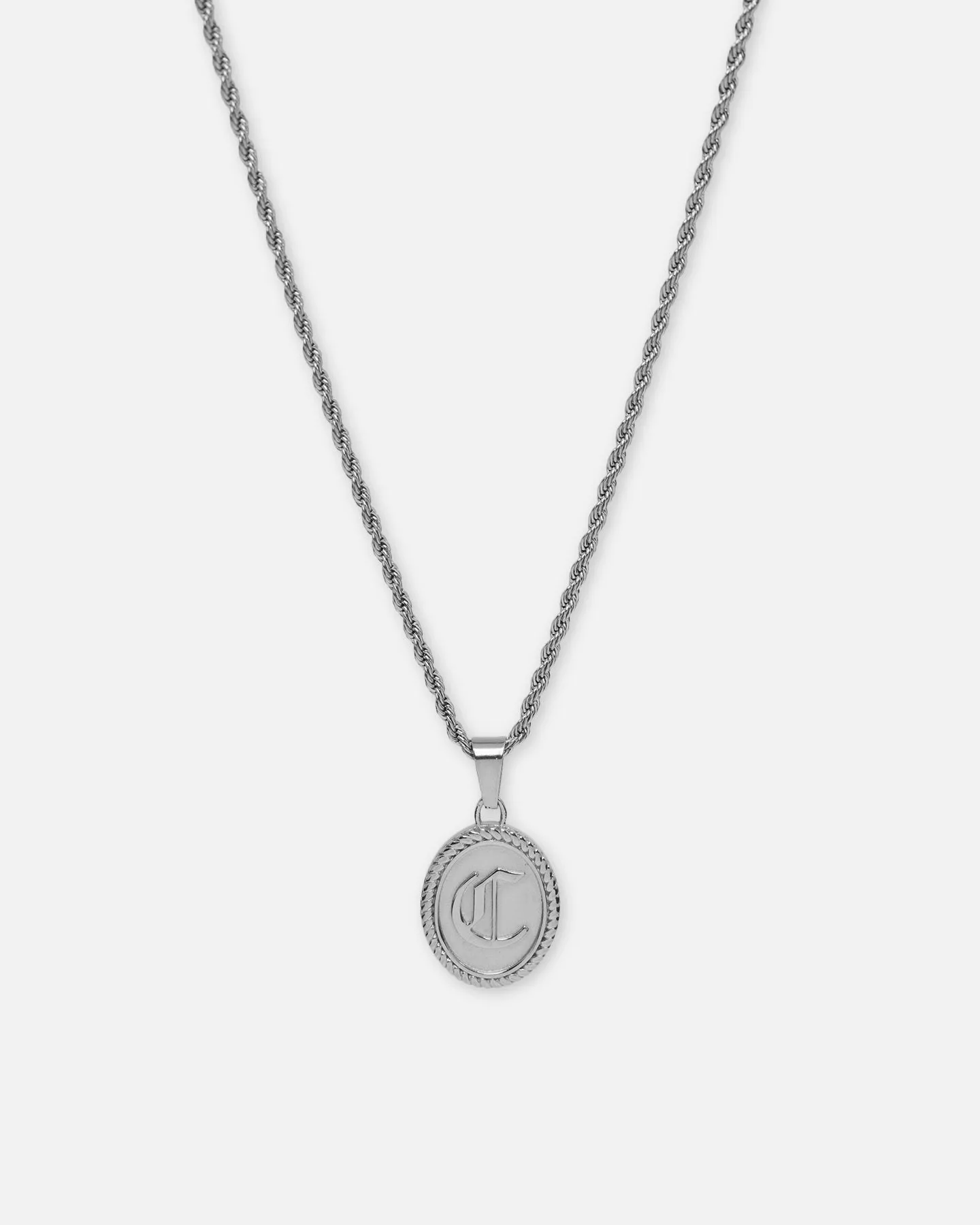 NXS Vintage Letter Necklace White Gold