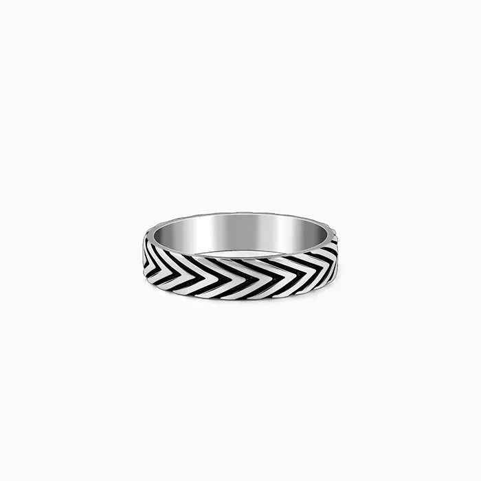Oxidised Silver Chevron Ring For Him Giva