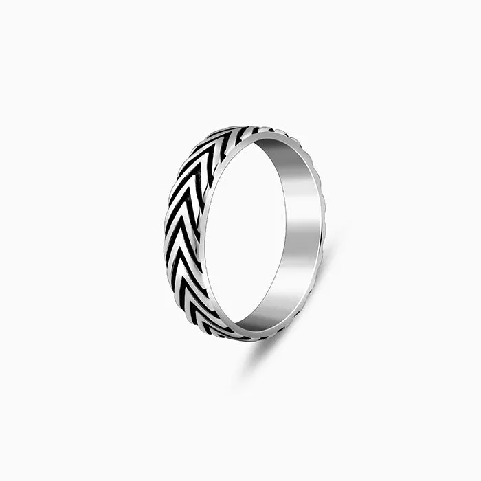 Oxidised Silver Chevron Ring For Him Giva