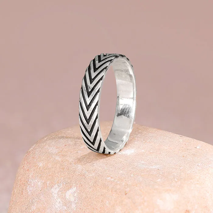 Oxidised Silver Chevron Ring For Him Giva