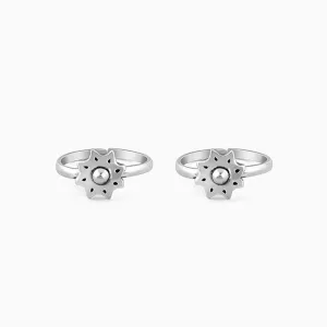 Oxidised Silver Enchanting Floral Toe Rings Giva
