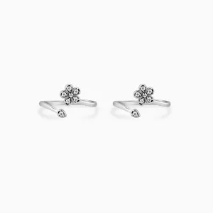 Oxidised Silver Floral Toe Rings Giva