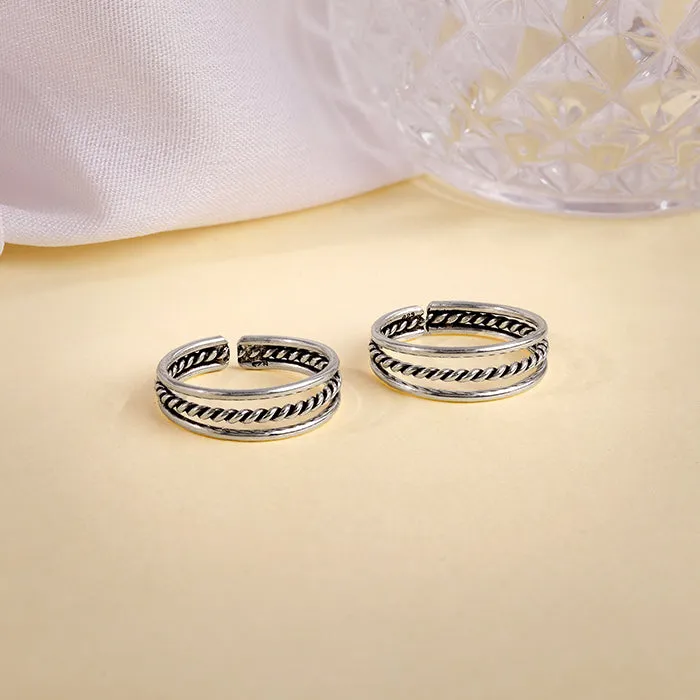 Oxidised Silver Footsie Bling Toe Rings Giva