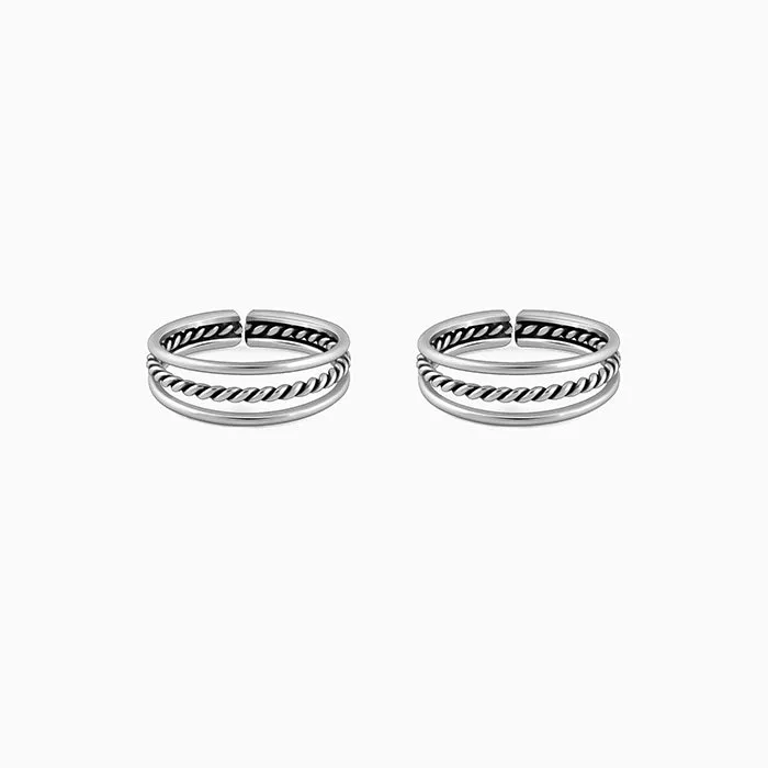 Oxidised Silver Footsie Bling Toe Rings Giva