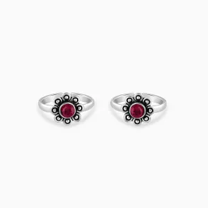 Oxidised Silver Lunar Petals Toe Rings Giva
