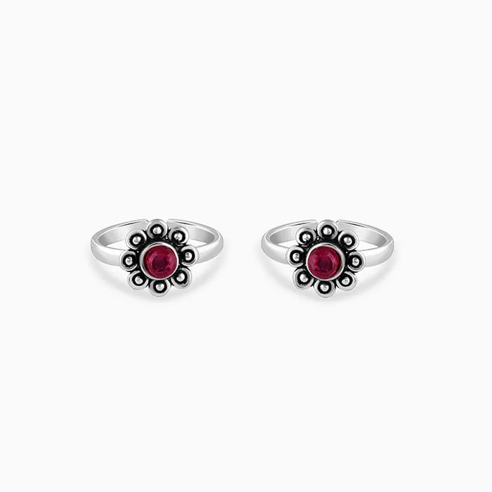 Oxidised Silver Lunar Petals Toe Rings Giva