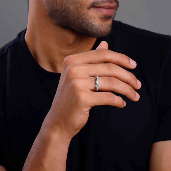 Oxidised Silver Modest Leader Ring For Him Giva