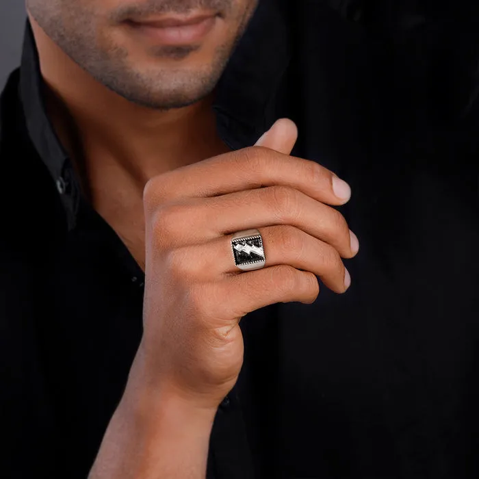 Oxidised Silver Thunder Ring For Him Giva