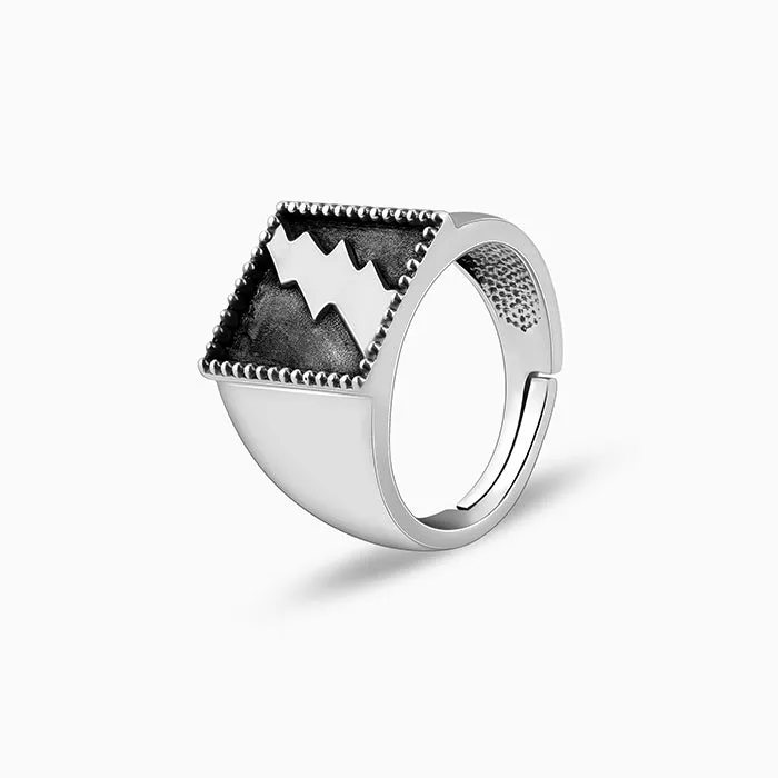 Oxidised Silver Thunder Ring For Him Giva