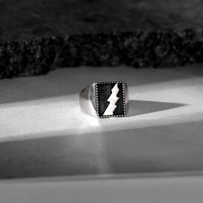 Oxidised Silver Thunder Ring For Him Giva