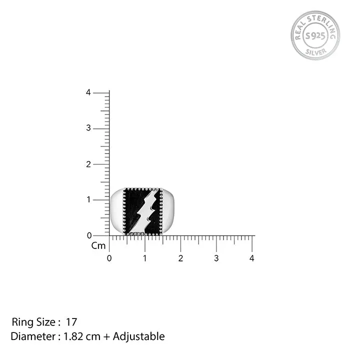 Oxidised Silver Thunder Ring For Him Giva