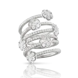 Pasquale Bruni Figlia Dei Fiori 18ct White Gold Diamond Six Flower Twist Ring