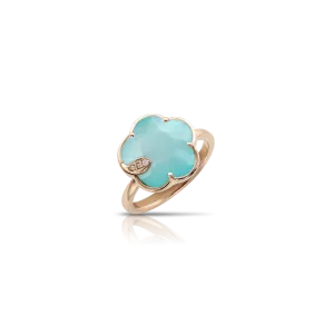 Pasquale Bruni Petit Joli 18ct Rose Gold Diamond Turquoise Moonstone Doublet Flower Ring