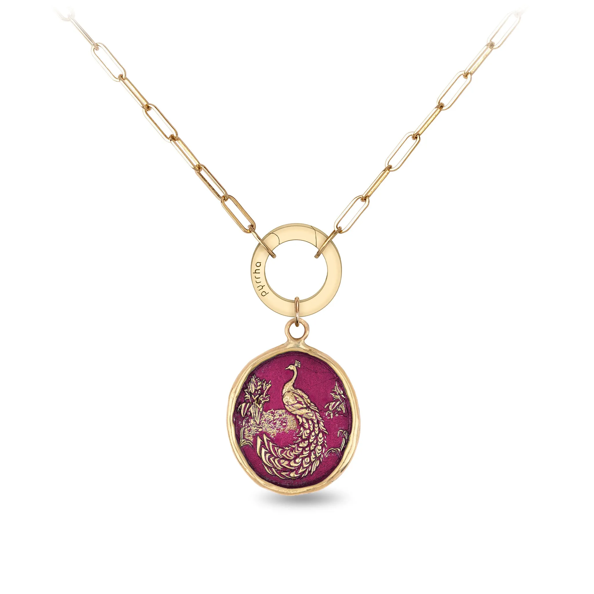 Peacock 14K Gold Long Link Paperclip Chain Necklace - True Colors