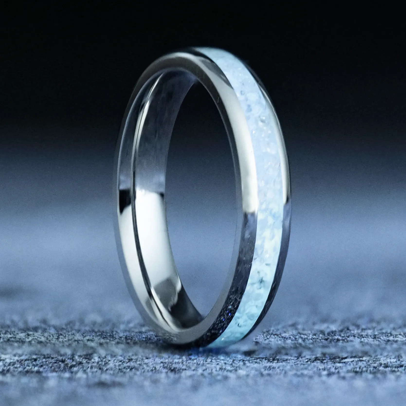 Pearl White Opal Glowstone Stackable Ring