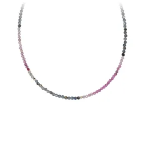 Pink and Teal Sapphire 14K Gold Faceted Stone Choker