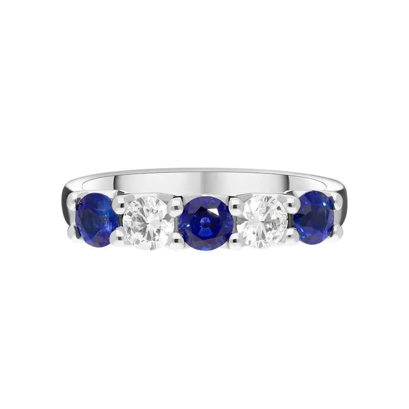 Platinum 0.83ct Sapphire 0.37ct Diamond Half Eternity Ring