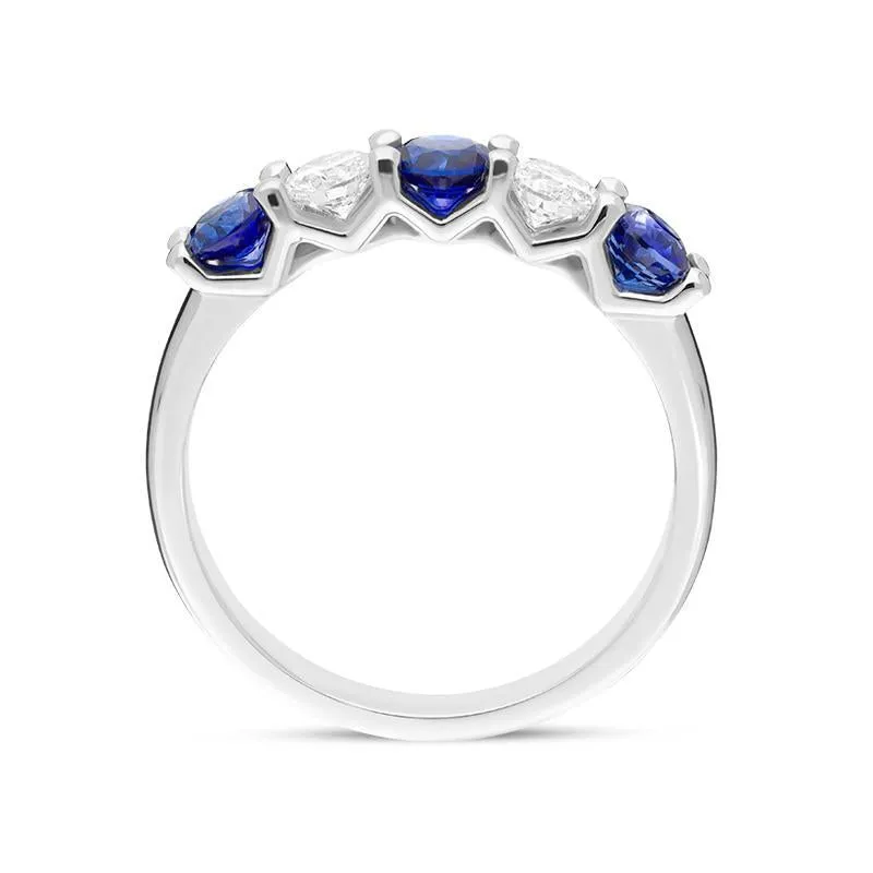 Platinum 0.83ct Sapphire 0.37ct Diamond Half Eternity Ring