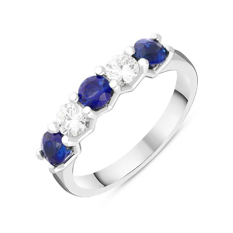 Platinum 0.83ct Sapphire 0.37ct Diamond Half Eternity Ring