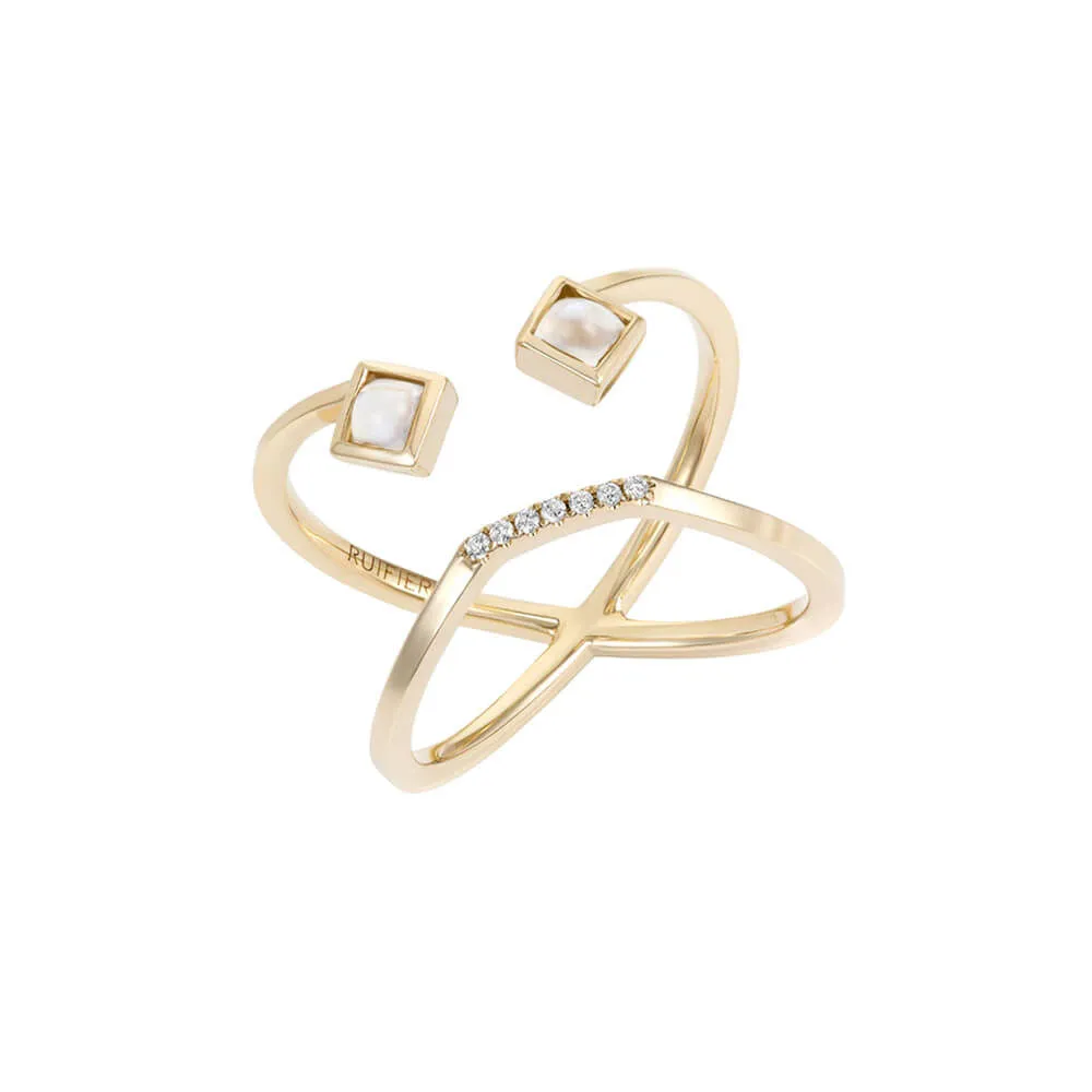 PREMIERE Bryce 18K Gold Ring w. Diamond & Moonstone