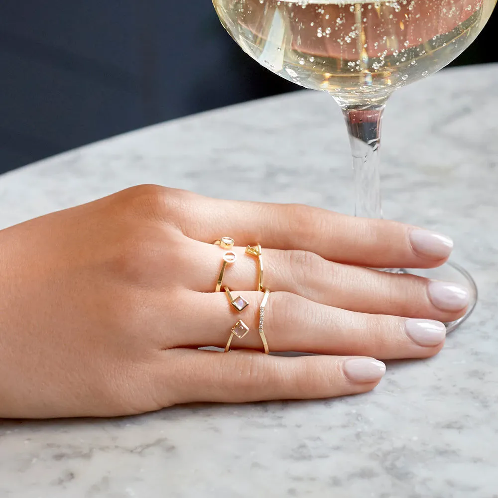 PREMIERE Bryce 18K Gold Ring w. Diamond & Moonstone