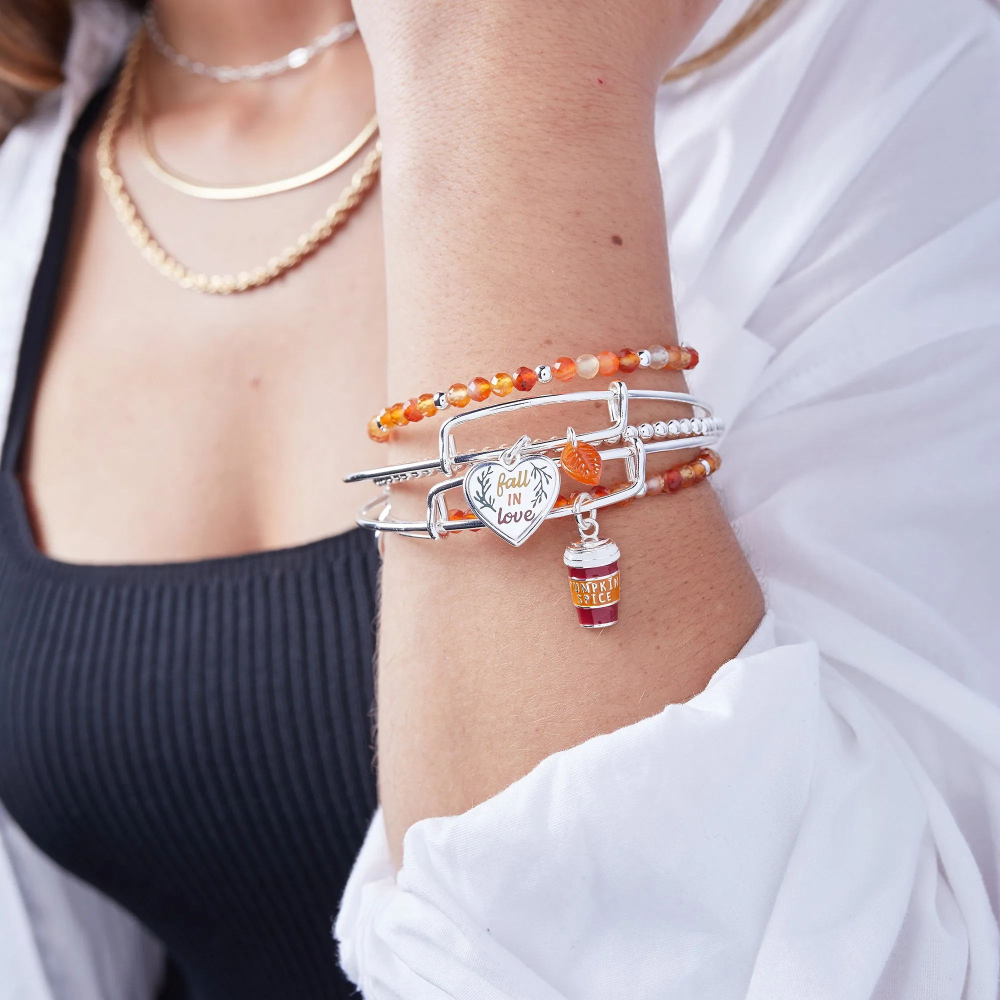 Pumpkin Spice Cup Charm Bangle