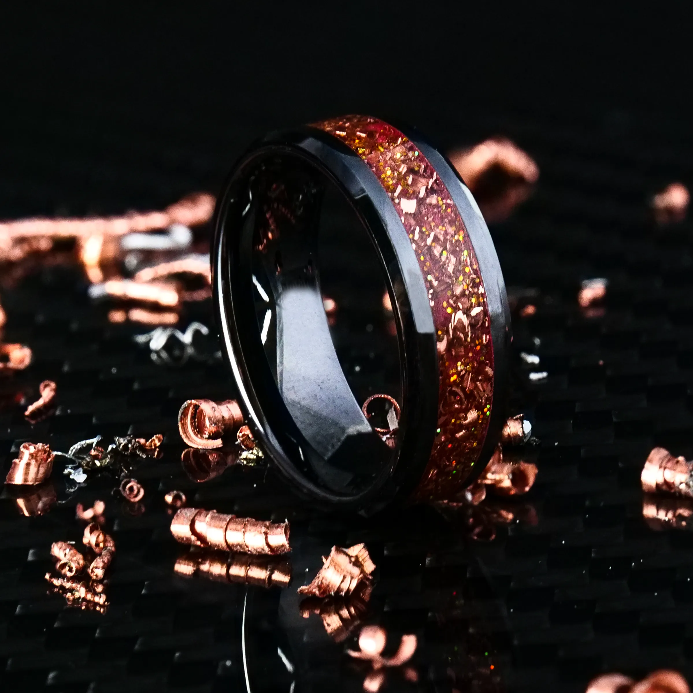 Radiant Sedona Glowstone Ring on Black Ceramic
