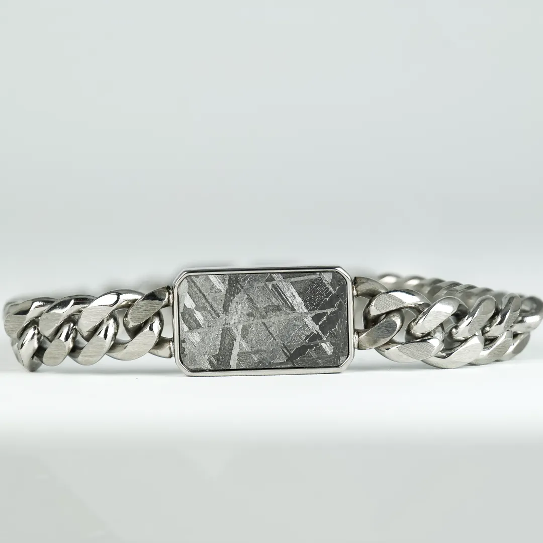 Rectangular Meteorite Cuban Bracelet