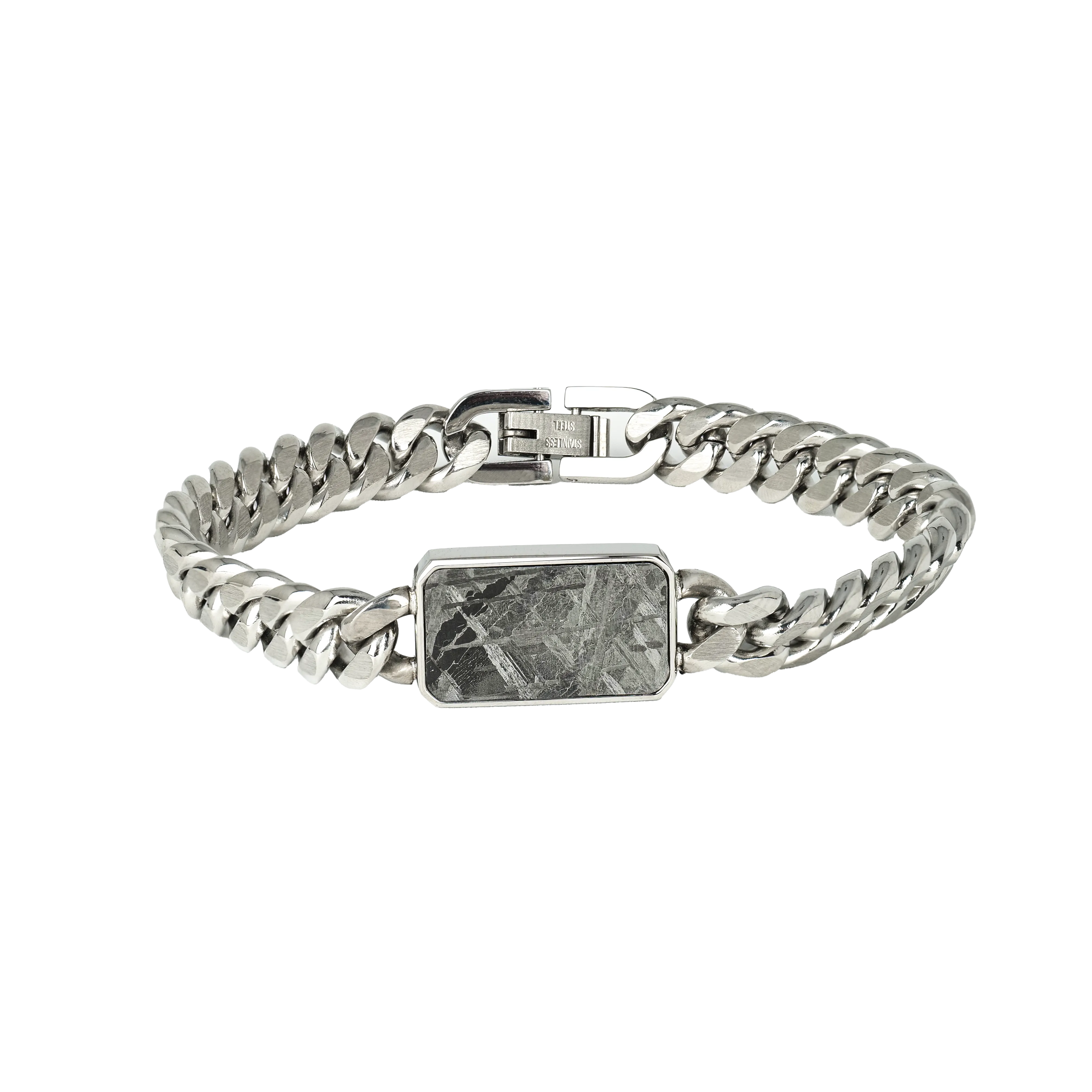 Rectangular Meteorite Cuban Bracelet