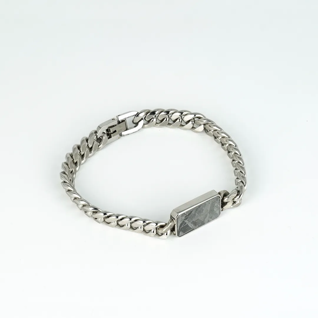 Rectangular Meteorite Cuban Bracelet