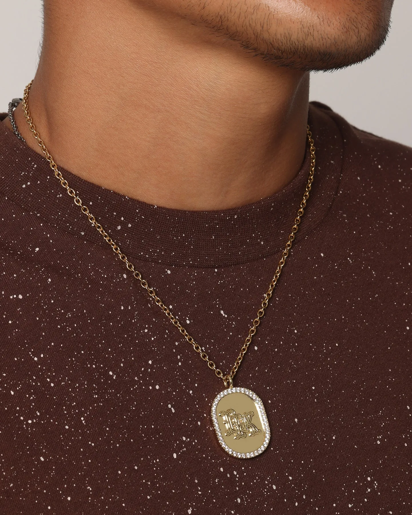 Regalia Monogram Necklace Iced Gold