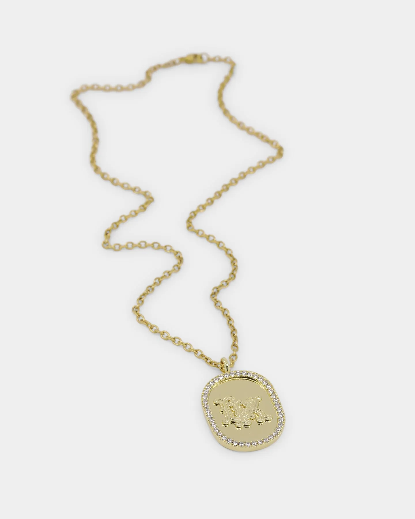 Regalia Monogram Necklace Iced Gold