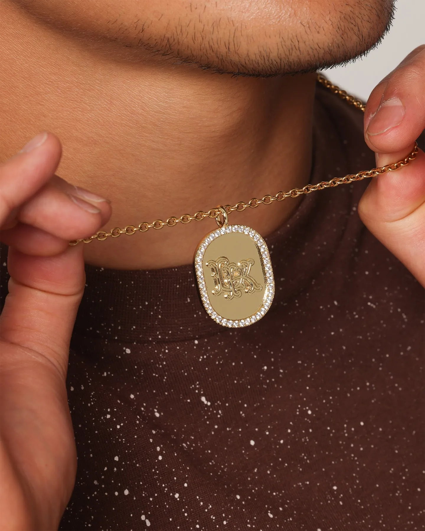 Regalia Monogram Necklace Iced Gold