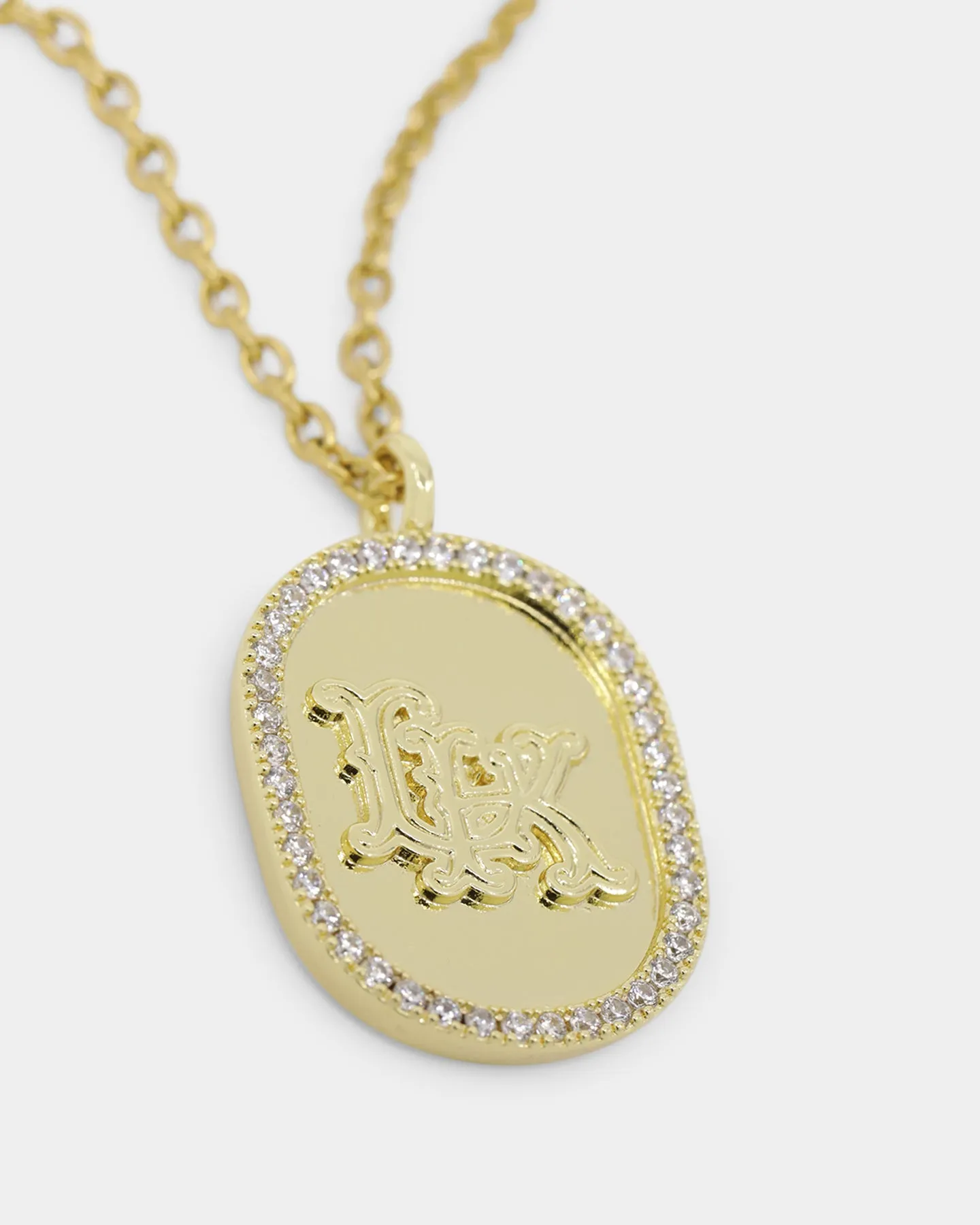 Regalia Monogram Necklace Iced Gold