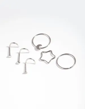 Rhodium Surgical Steel Celestial Nose Jewellery Pack