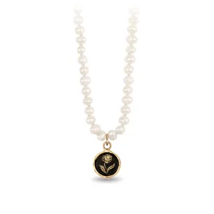 Rose 14K Gold Talisman on Knotted Freshwater Pearl Necklace